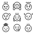 © Coosh448 - Turmoil Emotions Icons. Outline icon set of turmoil emotions: anger, frustration, anxiety, confusion, despair, tension, chaos,