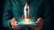 © extra - Rocket launching from a smartphone screen