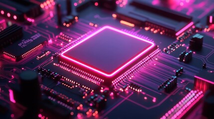 Futuristic glowing AI circuit board with electronic details for UI and GUI design. Hi-tech panel with light effects. Technology background. Vector illustration. EPS 10
