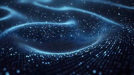 Abstract background with dynamic particles swirling bright cosmic energy motion pattern
