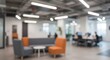 © AUFAAZRILAL - Abstract blurred interior of a contemporary corporate office or coworking space. Ideal for business backgrounds and presentations.