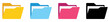 © Munnacreativehub - Set of four colored folder icons in yellow, blue, pink, and black. Ideal for file organization, user interface, storage system, digital design, apps, or web graphics.