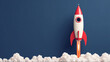 © Almaz - Illustration of rocket and copy space for start up business and bitcoins advertise.