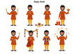 © Vector_Teacher - Indian man character set celebrating the Diwali festival. Illustrations of a man in traditional clothes with diyas and gifts.