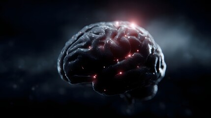Wall Mural - futuristic brain with glowing circuits and innovation lighting
