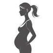 © Slynsmaker - Serene Pregnant Woman Silhouette:  Profile View, Gray Tones, Expectant Motherhood