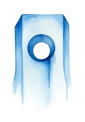 Wall Mural - serene blue abstract form - a watercolor painting of a blue structure with a central circular hole, 