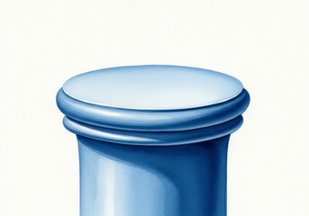 Wall Mural - blue column top detail - close-up of a smooth, blue column top with subtle light reflection. elegant