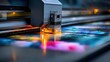 © Promptalo - A high-tech digital printer creates vibrant, colorful images on a large surface in a modern print shop environment