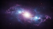 © Mas2ters - Nebulosa roxa e azul, galáxia distante e universo profundo