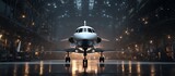 Cinematic Photoshoot of a Luxury Business Jet in Hangar with Dramatic Volumetric Lighting