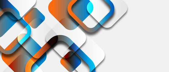 Wall Mural - modern blue and orange squares design background