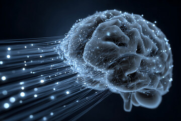 Wall Mural - a brain with a bunch of wires coming out of it