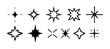 © mothtsu - Hand drawn star and sparkle elements with bold black lines and rough texture. Vector illustration of glowing burst and shining symbols in brush sketch style.