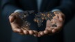 © Максим Фокин - Hands display a digital world, highlighting global connectivity and technology in discussion