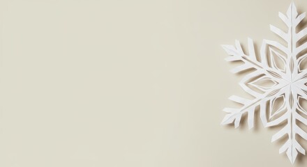 Wall Mural - White snowflake decoration on light background for winter holiday  with space for text