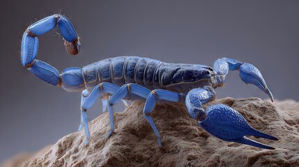 Wall Mural -   A scorpion perched atop a sand mound, beside a blue object on another sand pile