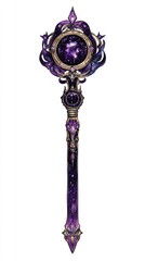 Wall Mural - A gothic vector illustration of an isolated gothic bone purple mystical weapon.
