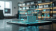 © salman - Futuristic data interface on digital tablet. Holographic analytics display in smart office. Perfect for AI, fintech, and tech presentations.