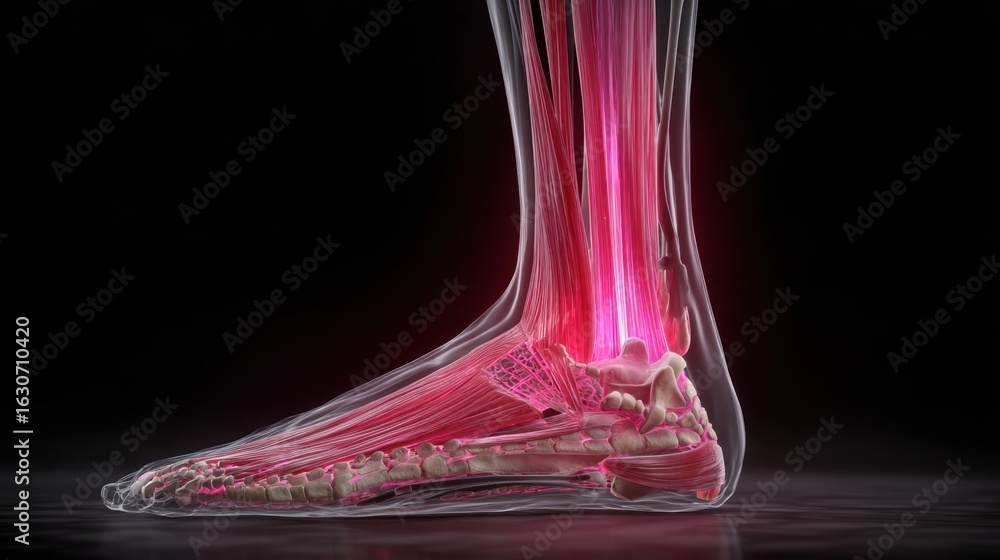 Shin Rise Leg 3D rendered visualization of lower leg muscles and bones focusing on ...