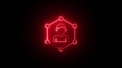Wall Mural - Red Neon User Avatar for UI Design. Radiant Red Neon Profile Picture Outline. Red Neon Glowing Avatar Icon on Dark Background.
