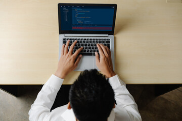 Software development programming on computer screen for modish application and program coding