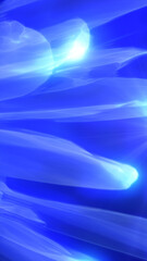 Poster - abstract fluid-like glowing blue textures with light reflections in motion
