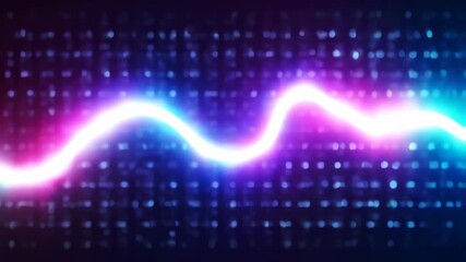 Wall Mural - Dynamic Neon Waveform Pulsates Across Digital Grid: A Vibrant Abstract Energy Flow