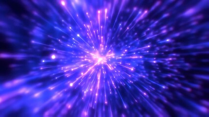 Wall Mural - Hyperspace Jump: Dynamic Purple Light Streaks Bursting from a Central Point
