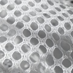 Detailed Abstract Close Up Of White Mesh Fabric With Intricate Netting Pattern