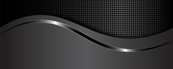 Wall Mural - Vector silver white line background curve element with dark space for text and message design, overlapping layers, vector