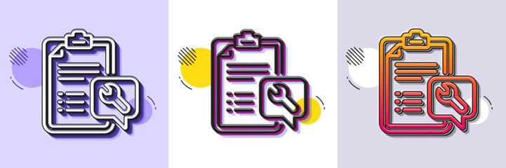 Wall Mural - spanner tool line icon. halftone dotted pattern. gradient icon with grain shadow. repair service che