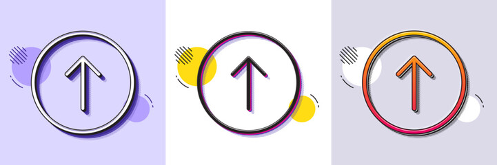 Wall Mural - swipe up button line icon. halftone dotted pattern. gradient icon with grain shadow. scrolling arrow