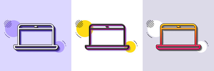 Wall Mural - laptop computer icon. halftone dotted pattern. gradient icon with grain shadow. notebook sign. porta