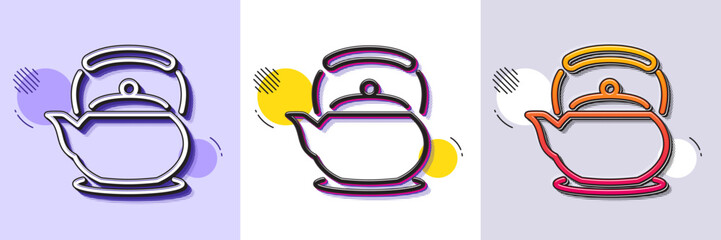 Wall Mural - teapot line icon. halftone dotted pattern. gradient icon with grain shadow. hot drink sign. fresh be