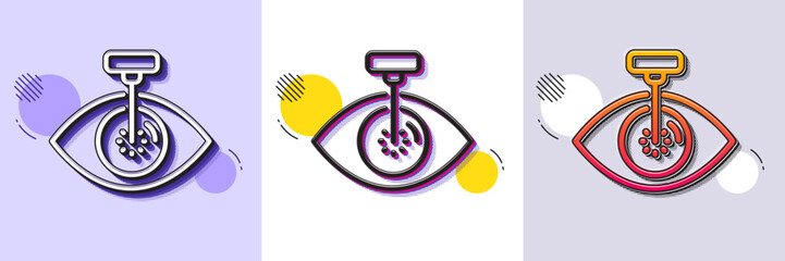 Wall Mural - eye laser surgery line icon. halftone dotted pattern. gradient icon with grain shadow. oculist clini