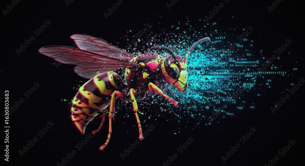 Wasp digital explosion Stock Photo | Adobe Stock