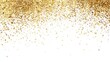 © berkah - Scattering of abstract golden confetti on a blank white canvas