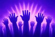 © Leo Rohmann - Diverse hands reaching upwards against a striking purple backdrop symbolizing unity empowerment and collective action in a visually captivating abstract composition