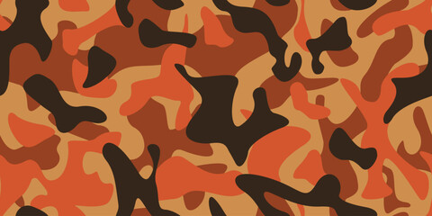Hunter Orange Camo Pattern | Repeating Blaze Orange Camouflage Background | High-Visibility Clothing Design for Hunting | Endless Abstract Layout in Bright Colors