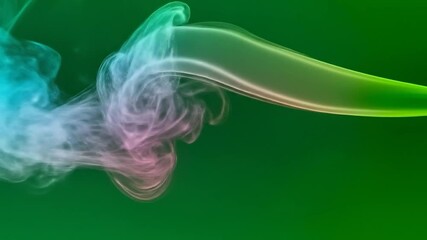 Wall Mural - Abstract smoke swirls across a gradient green background for graphic design