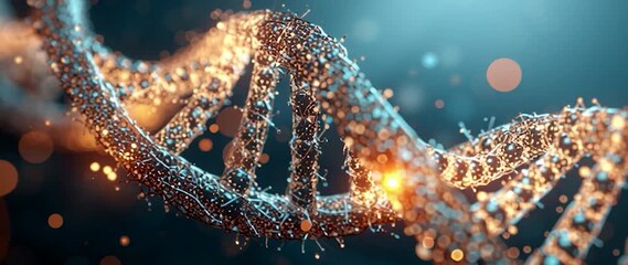 Wall Mural - anamorphic video visually captivating and stylized depiction of a dna double helix. ideal for projec