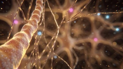 Wall Mural - neuron or nerve cell with an intricate network. perfect for projects related to science, technology,