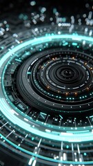 Wall Mural - vertical video abstract digital circuit board with glowing energy core. perfect for projects related