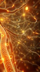 Wall Mural - vertical video neuron or nerve cell with an intricate network. perfect for projects related to scien