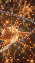Wall Mural - vertical video neuron or nerve cell with an intricate network. perfect for projects related to scien