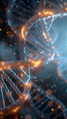 Wall Mural - Vertical video visually captivating and stylized depiction of a DNA double helix. Ideal for projects related to biotechnology, medical research, genetic engineering