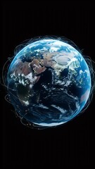 Wall Mural - animated 3d earth globe rotating in space with global network