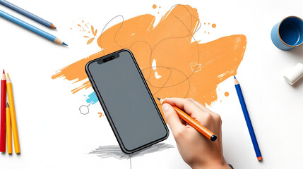 creative designer drawing website ux app development for web mobile smart phone.