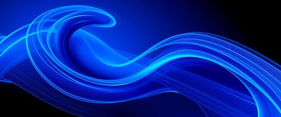 Wall Mural - Abstract swirling blue lines form a dynamic wave background,  digital,  futuristic